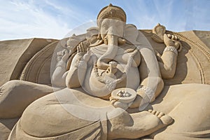 Sand sculpture of Hindu god Ganesh