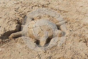 Sand Sculpture of a Turtle