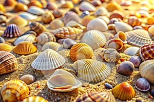 Sand and shells. A background of shells on the beach sand