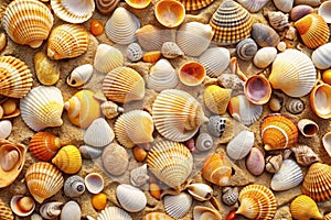 Sand and shells. A background of shells on the beach sand