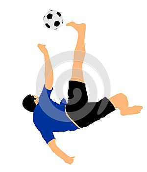 Sand soccer player vector illustration isolated on white background. Scissor moves in football game.