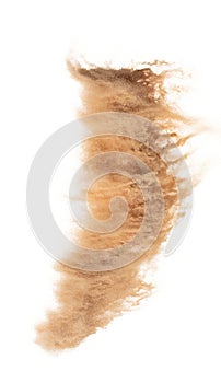 Sand Storm desert with wind blow spin swirl around. Golden Yellow sand tornado storm with high wind. Fine Sand circle around,