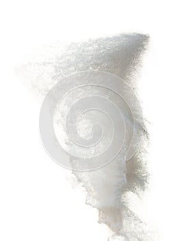 Sand Storm desert with wind blow spin swirl around. Pure White sand tornado storm with high wind. Fine Sand circle around, White