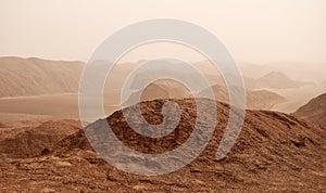 Sand storm in Lut Desert or Dasht-e Lut , Iran