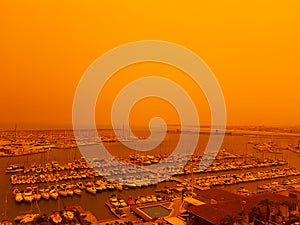sand storm, storm Celia. Meteorological phenomenon produced in Torrevieja, Alicante province, Spain