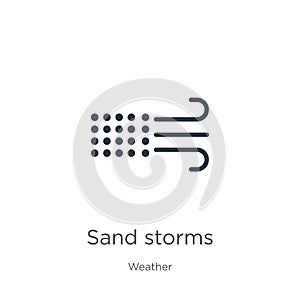 Sand storms icon. Thin linear sand storms outline icon isolated on white background from weather collection. Line vector sign,