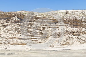 Sand structure done by wind with blue sky in background