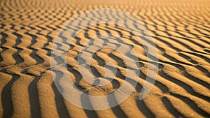 Of the sand suggests a sunset or sunrise scene enhancing the