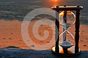 Sand timer with sunset glow