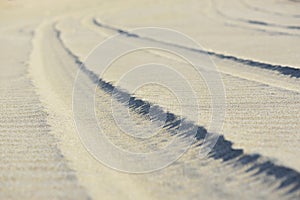 Sand trace of wheels