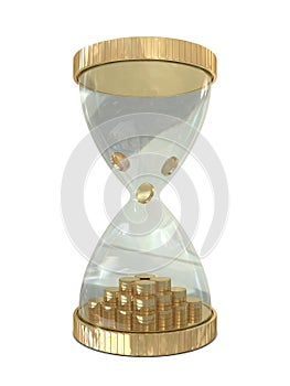 Sand watch and golden coins