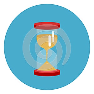 Sand Watch Icon Web Button On Round Blue Background