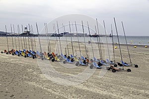 Sand yachting is possible in summer on the wide beaches of Boulogne Sur Mer in France