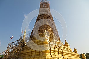 Sanda Muni Pagoda, surrounded by scaffolding, Mandalay