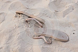 Sandals on the beach sand