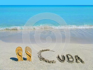 Sandals on the beach in Varadero, Cuba