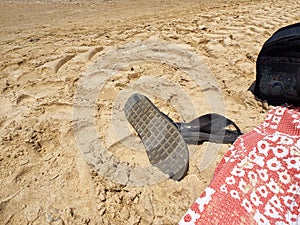 Sandals flip-flop on the beach