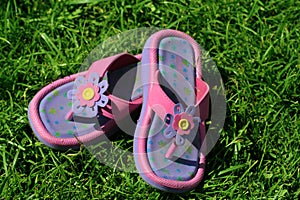 Sandals in the grass photo