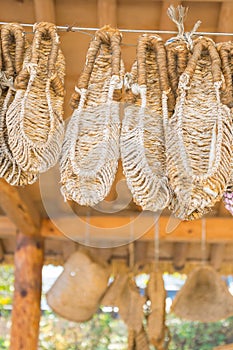 Sandals made by hand, using sisal at Namsangol Hanok Village, Se photo