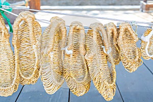 Sandals made by hand, using sisal at Namsangol Hanok Village, Se photo