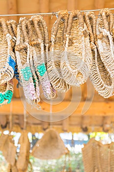 Sandals made by hand, using sisal at Namsangol Hanok Village, Se photo