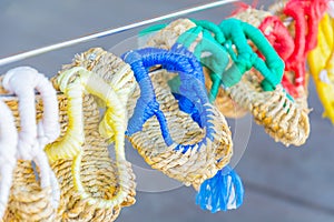 Sandals made by hand, using sisal at Namsangol Hanok Village, Se photo