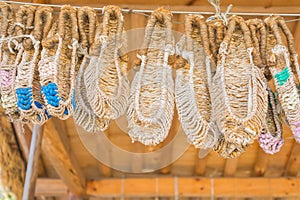 Sandals made by hand, using sisal at Namsangol Hanok Village, Se photo