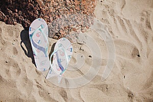 sandals sand. High quality photo