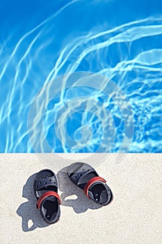 Sandals at the swimming pool