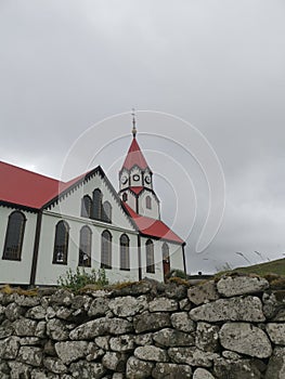 Sandavágs kirkja, the Sandavágur church, Vágar, Faroe Islands