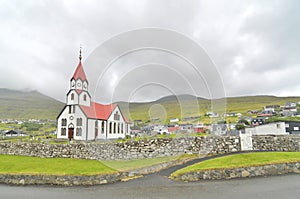 Sandavágur - a city on the south coast of the Faroese island of Vágar.