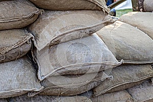 Sandbag pattern protective wall, barricade for protection from shell fragments