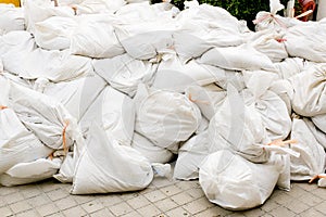 Sandbags for flood defense or military use