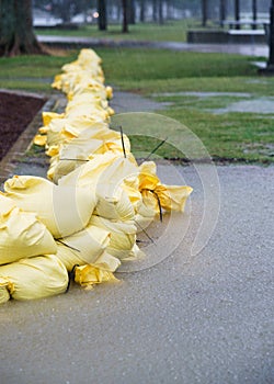 Sandbags in Flooded Park