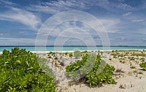 Sandbank on the beach Atoll island Maldives