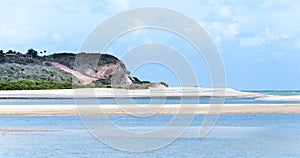 Sandbanks in the middle of the sea on the beach of Joao Pessoa PB, Brazil photo