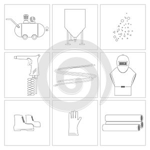 Sandblasting and equipment tools icon, Vector, Illustration photo