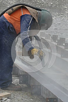 Sandblasting I beams