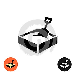 Sandbox icon. Black sign with color and inverted versions.