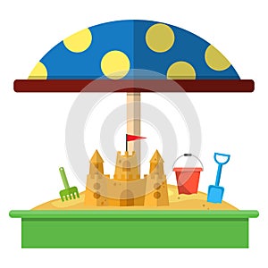 Sandbox with red dotted umbrella icon