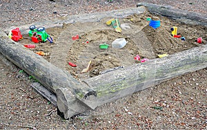 Sandbox and toys for kids