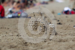 Sandcastle on the beach on the Netherlands