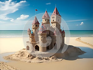 Sandcastle by the Sea. AI generated