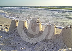 Sandcastles on beach