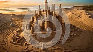 Sandcastles rise like masterpieces adorned with towers