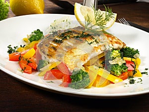 Sander Fillet with Vegetables - Pikeperch photo