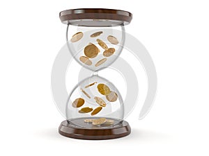 Sandglass with coins