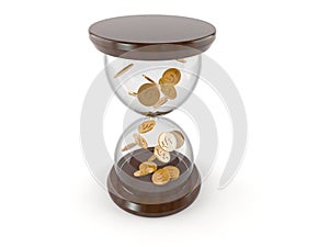 Sandglass with coins