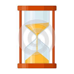 Sandglass icon isolated on white background. Time hourglass in flat style. Sandclock