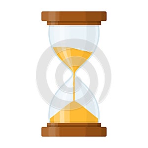 Sandglass icon isolated on white background. Time hourglass in flat style. Sandclock.